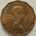 THREEPENCES BRASS 1955  ELIZABETH II BU