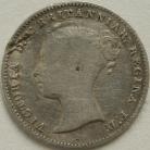 THREEPENCES SILVER 1866  VICTORIA SCARCE - EDGE KNOCK GF