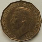 THREEPENCES BRASS 1949  GEORGE VI VERY RARE     UNC T