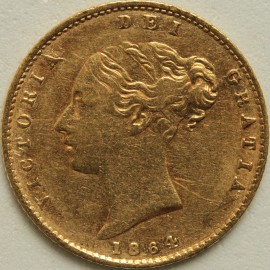 HALF SOVEREIGNS 1864  VICTORIA VICTORIA DIE NUMBER 8 GVF