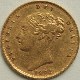 HALF SOVEREIGNS 1871  VICTORIA VICTORIA DIE NUMBER 12 GVF