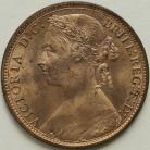 PENNIES 1875  VICTORIA NARROW DATE F80 SUPERB MINT STATE MS