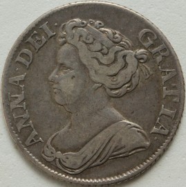 SHILLINGS 1710  ANNE ROSES AND PLUMES RARE GF