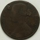 PENNIES 1869  VICTORIA EXTREMELY RARE CORROSION ON EDGES F