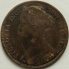 PENNIES 1874  VICTORIA F65 WIDE DATE VF