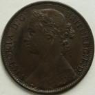 PENNIES 1875  VICTORIA NARROW DATE F80 GVF