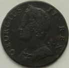 HALFPENCE 1740  GEORGE II VERY SCARCE GF