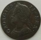 HALFPENCE 1745  GEORGE II VF