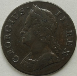 HALFPENCE 1745  GEORGE II  VF