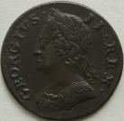 HALFPENCE 1749  GEORGE II SCARCE NEF