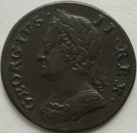 HALFPENCE 1749  GEORGE II SCARCE NEF