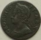 HALFPENCE 1749  GEORGE II SCARCE VF