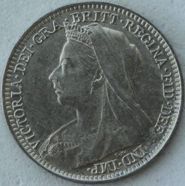 THREEPENCES SILVER 1895  VICTORIA  UNC LUS