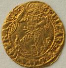 HAMMERED GOLD 1573 -1578 ELIZABETH I QUARTER ANGEL. 3RD/4TH ISSUE. mm EGLANTINE. VERY RARE GVF 