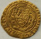 HAMMERED GOLD 1361  EDWARD III QUARTER NOBLE. TRANSITIONAL TREATY PERIOD. SERIES A2. PELLETS IN SPANDRELS. mm CROSS POTENT GF