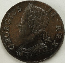 HALFPENCE 1745  GEORGE II SCARCE GEF