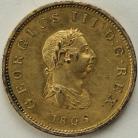 HALFPENCE 1806  GEORGE III PROOF IN GILT COPPER.VERY SCARCE. P1362 GEF