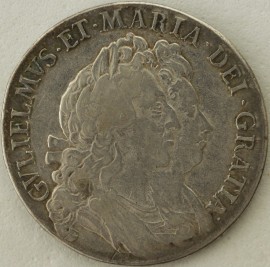 HALF CROWNS 1693  WILLIAM & MARY 2ND BUST. QUINTO NVF