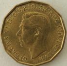 THREEPENCES BRASS 1948  GEORGE VI SCARCE BU