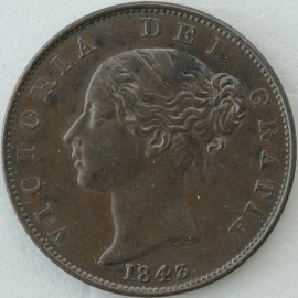 HALFPENCE 1843  VICTORIA VERY SCARCE NEF