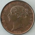 HALFPENCE 1853  VICTORIA 3 OVER 2 VERY SCARCE UNC LUS