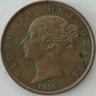 HALFPENCE 1858  VICTORIA 8 OVER 6 NEF