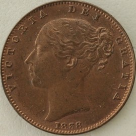 FARTHINGS 1838  VICTORIA WW INCUSE UNC LUS