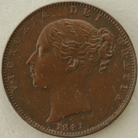 FARTHINGS 1841  VICTORIA UNBARRED A'S IN GRATIA GEF