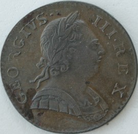 HALFPENCE 1774  GEORGE III SCARCE EF