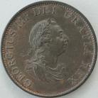 HALFPENCE 1799  GEORGE III 5 GUNS SUPERB TONED UNC