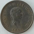 HALFPENCE 1806  GEORGE III NO BERRIES. GEF