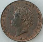 HALFPENCE 1826  GEORGE IV INCUSE LINES ON SALTIRE   UNC LUS