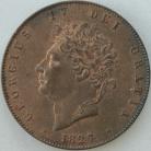 HALFPENCE 1827  GEORGE IV    UNC LUS