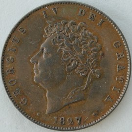 HALFPENCE 1827  GEORGE IV  GEF