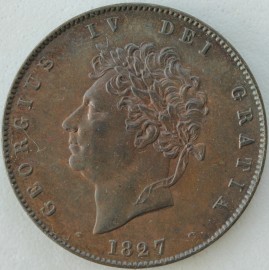 HALFPENCE 1827  GEORGE IV  UNC T