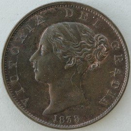 HALFPENCE 1838  VICTORIA SCARCE UNC T