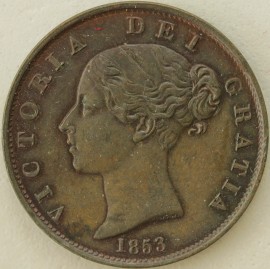 HALFPENCE 1853  VICTORIA  UNC T