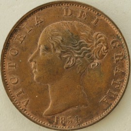 HALFPENCE 1854  VICTORIA  UNC LUS