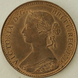 HALFPENCE 1860  VICTORIA ROUND BEADS F258 UNC LUS