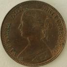 HALFPENCE 1860  VICTORIA ROUND BEADS UNC T