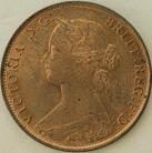 HALFPENCE 1861  VICTORIA F273 SMALL SPOTS ON OBVERSE UNC LUS