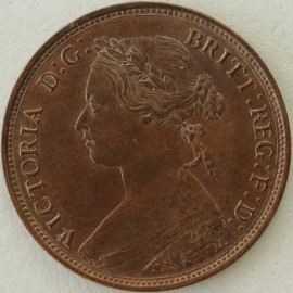 HALFPENCE 1876 H VICTORIA NARROW DATE F326 UNC T