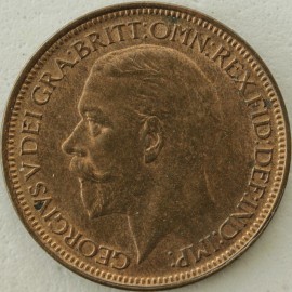 HALFPENCE 1927  GEORGE V  UNC LUS