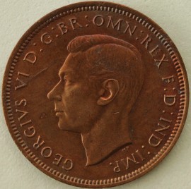 HALFPENCE 1943  GEORGE VI  UNC LUS