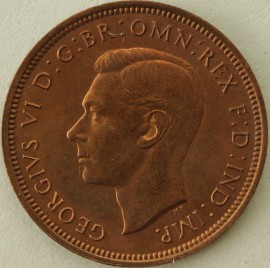 HALFPENCE 1944  GEORGE VI  UNC LUS