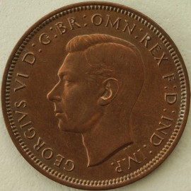 HALFPENCE 1947  GEORGE VI  UNC LUS