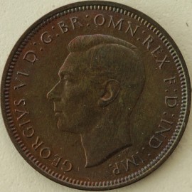 HALFPENCE 1947  GEORGE VI SUPERB TONED UNC T