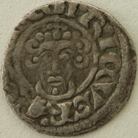 JOHN 1119 -1216 JOHN PENNY. SHORT CROSS TYPE. CANTERBURY MINT. GOLDWINE ON CANTO. OFF CENTRE NVF