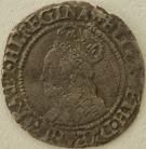 ELIZABETH I 1560 -1561 ELIZABETH I HALFGROAT. 2ND ISSUE. WITHOUT ROSE OR DATE. MM. MARTLET. NVF