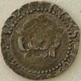 JAMES I 1619 -1625 JAMES I PENNY. 3RD COINAGE. MM SPUR ROWEL NVF